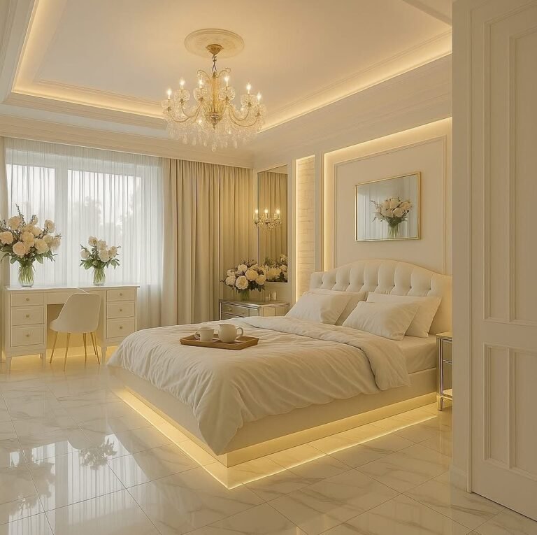 تنسيق غرف نوم بألوان فاتحة