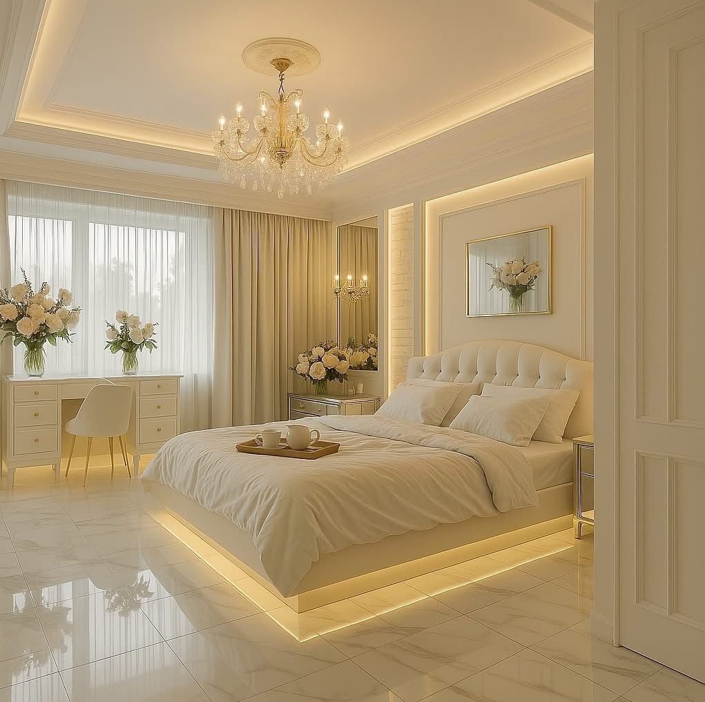 تنسيق غرف نوم بألوان فاتحة