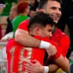 "فرحة لاعبي منتخب مصر بالأهداف في مباراة مصر والسعودية الودية استعداداً لكأس العالم."