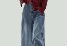 نموذج لتنسيق بناطيل أوفر سايز مع توب ضيق وسنيكرز ضخم في صدى اليوم لعام 2026