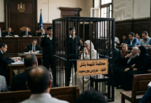 مشاهد من داخل محاكمة المتهمة بإنهاء حياة خلود عروس بورسعيد، وتظهر المتهمة داخل قفص الاتهام وسط انهيار أهالي الضحية داخل قاعة المحكمة.