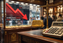 سعر الذهب الآن في مصر.. تماسك محلي مفاجئ رغم التراجع العالمي الكبير 9 صورة لتماسك سعر الذهب الآن في مصر: ميزان تقليدي في صاغة القاهرة يزن سبيكة محليّة بقيمة "7150 جنيهاً" (عيار 21) بينما تعرض شاشة خلفية حمراء رسماً بيانياً لهبوط سعر الأوقية عالمياً، مع عبارة "الذهب المحلي صامد".
