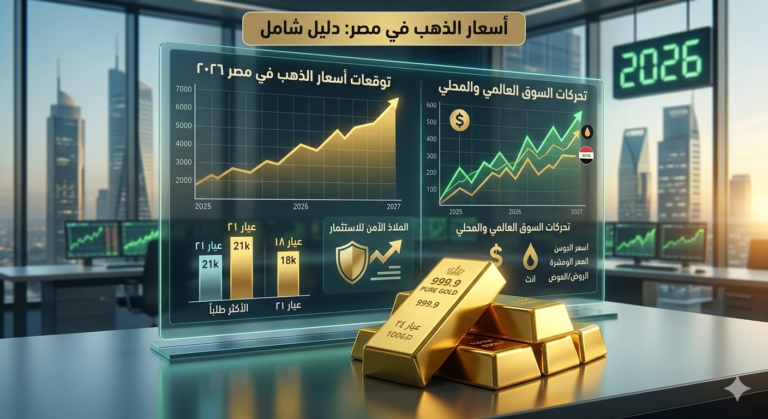 أسعار الذهب في مصر 2026.. هل اقتربت ساعة الصفر لشراء عيار 21؟ 5 أسعار الذهب في مصر تظهر في رسم بياني يوضح ساعة الصفر المثالية لشراء سبائك ذهبية عيار 21 و24 بناءً على تحليلات اقتصادية