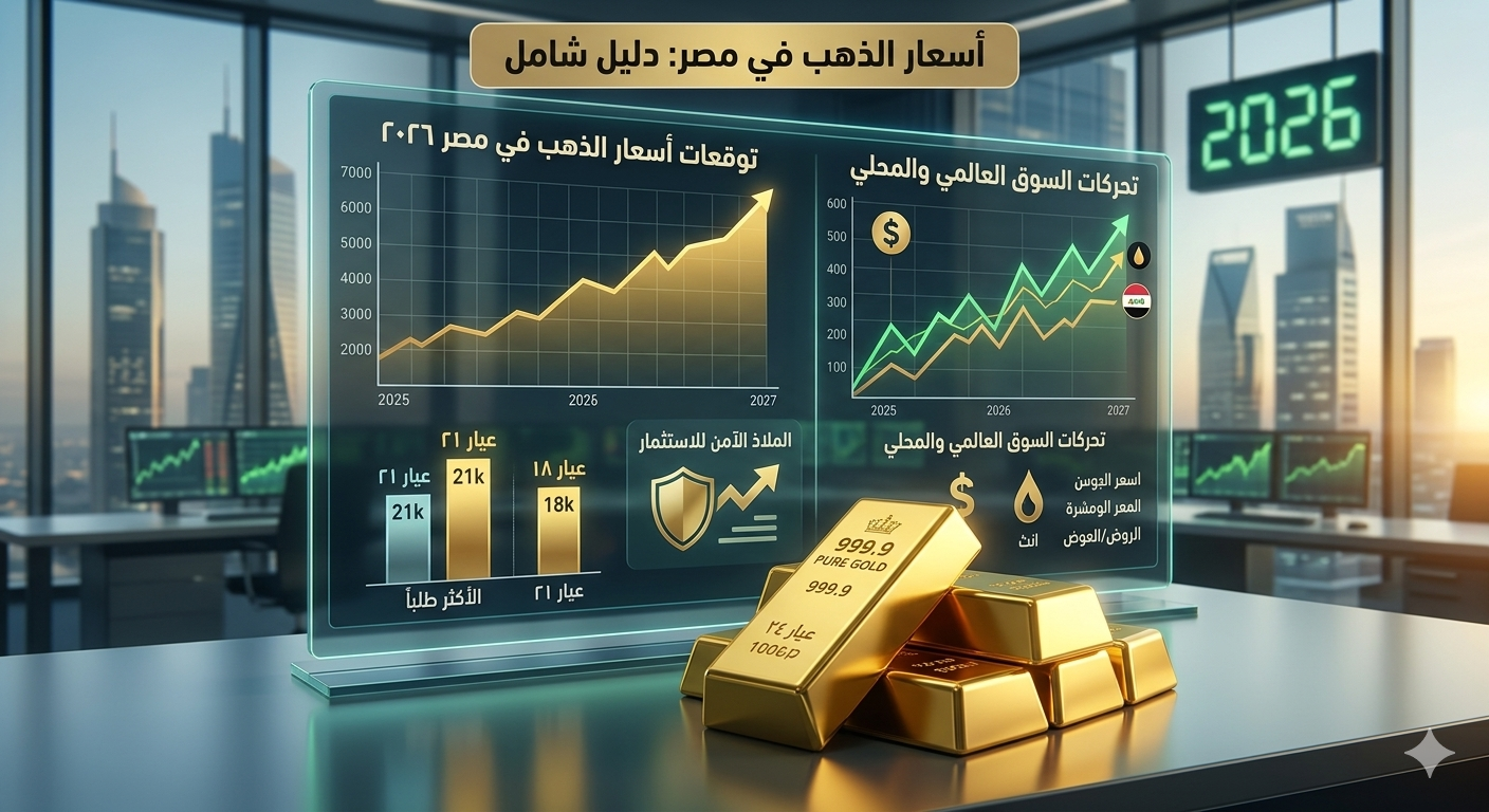 أسعار الذهب في مصر 2026.. هل اقتربت ساعة الصفر لشراء عيار 21؟ 1 أسعار الذهب في مصر تظهر في رسم بياني يوضح ساعة الصفر المثالية لشراء سبائك ذهبية عيار 21 و24 بناءً على تحليلات اقتصادية