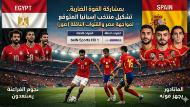 صورة احترافية لمباراة مصر وإسبانيا 2026 تجمع بين نجوم المنتخبين محمد صلاح ولامين يامال مع تفاصيل التشكيل المتوقع والقنوات الناقلة.
