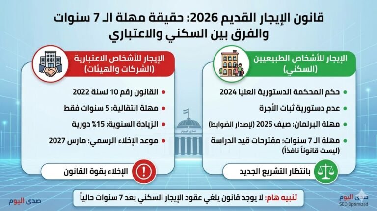 حقيقة مهلة الـ 7 سنوات في قانون الإيجار القديم 2026
