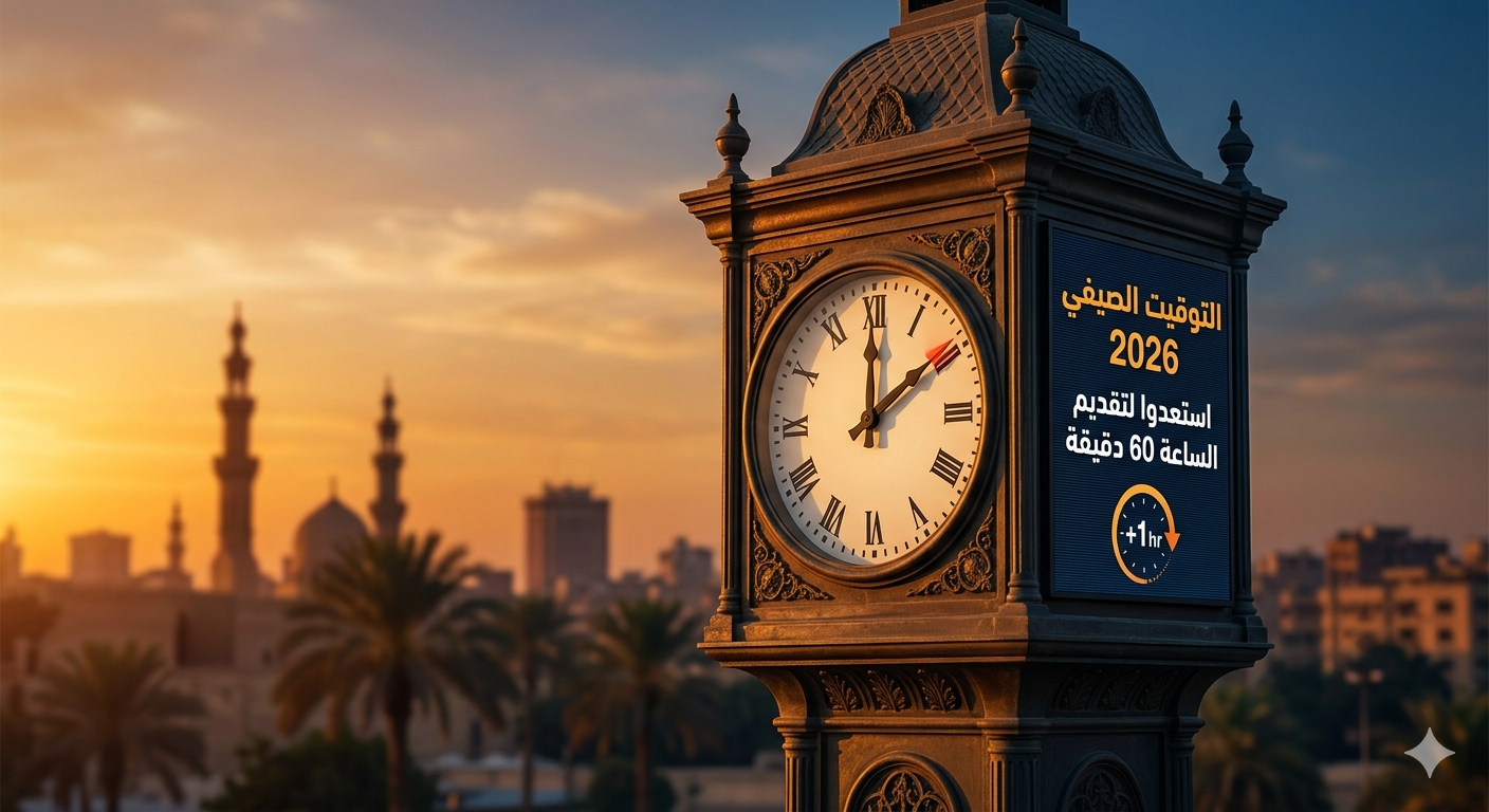 صورة تعبيرية لساعة منبهة تشير إلى تقديم الوقت 60 دقيقة تزامناً مع تطبيق التوقيت الصيفي 2026 وجاذب للقراء