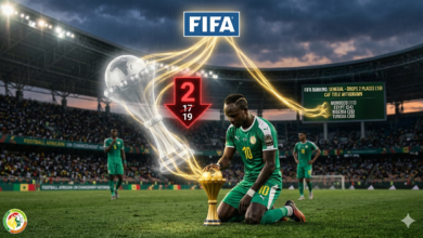 رسم توضيحي يظهر تراجع السنغال في تصنيف فيفا لمنتخبات الأفريقية 2026 وسحب الكأس.